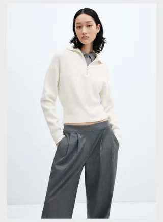 Zip Neck Ribbed Sweater