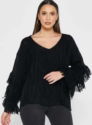 Feathered Sleeve Sweater
