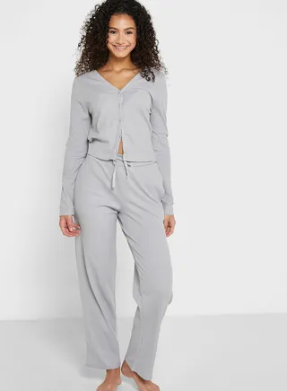 Cotton Blend Waffle Pyjama Set