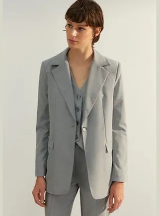 Gray Premium Regular Lined Woven Blazer Jacket TWOAW24BC00033