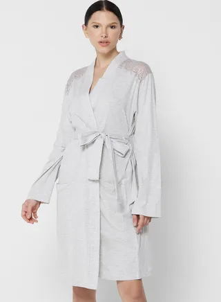 Cotton Modal Lace Trim Short Wrap