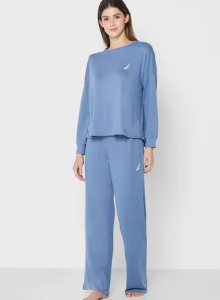 Embroidered Knitted Pyjama Set