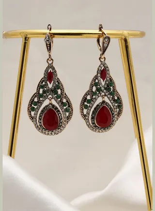 Gold Plated Designer Stone Drop Earring