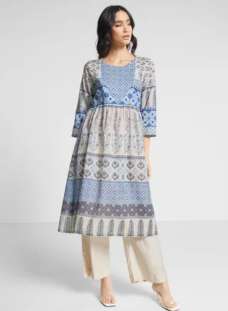 Round Neck Printed Kurti