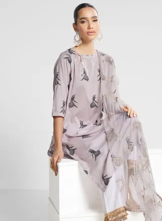 Embellished Printed Kurti & Pant Set