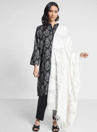 Printed Button Detail Kurti & Pant Set