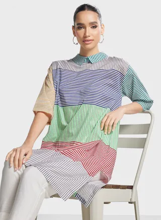 Color Block Side Slit Kurti