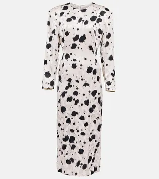 Satin jacquard midi dress
