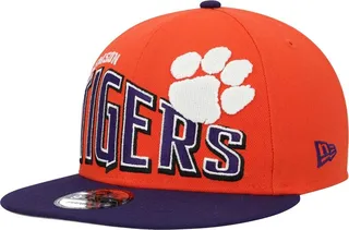 Men's New Era Orange Clemson Tigers Two-Tone Vintage-Like Wave 9FIFTY Snapback Hat