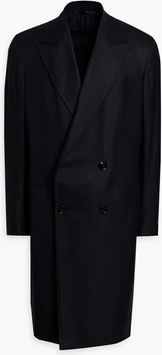 Double-breasted wool-twill coat