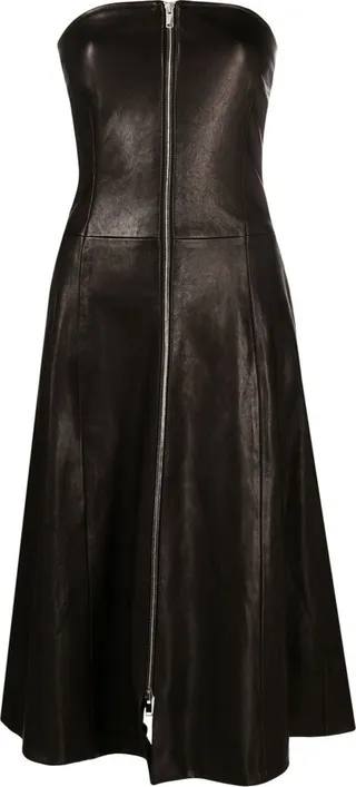 Black Valerie Strapless Leather Dress