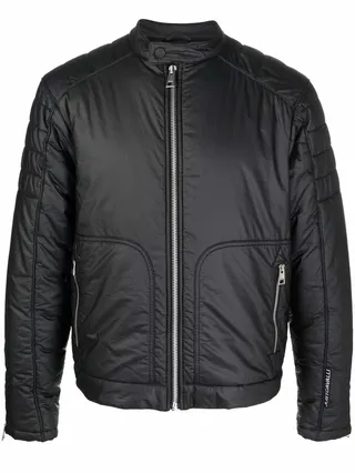 Quilted-Finish Bomber Jacket