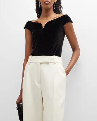 Gesa Off-The-Shoulder Faux Leather Bodysuit
