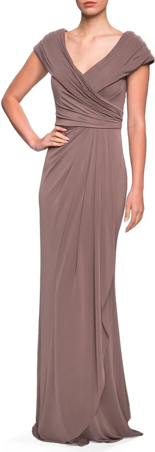Ruched Jersey Column Gown