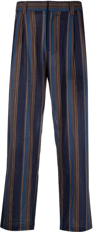 Stripe-Print Straight-Leg Trousers