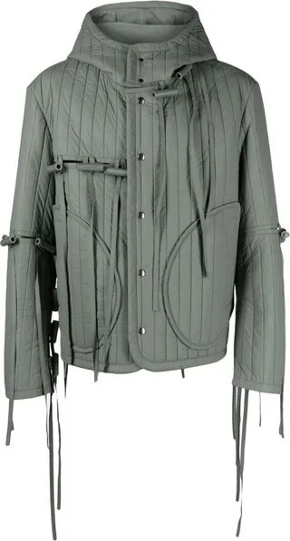 Green Tyvek Drawstring Bomber Jacket