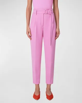 Fred Belted Tapered-Leg Ankle Crepe Pants