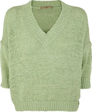 Short Sleeve Boxy V-neck Pullover