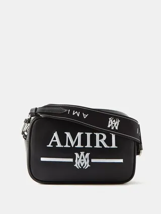 Logo-embroidered Leather Cross-body Bag