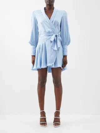 Wrap-front Belted Silk Mini Dress