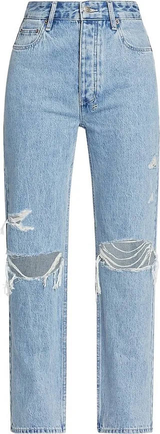 Brooklyn High-Rise Distressed Straight-Leg Jeans