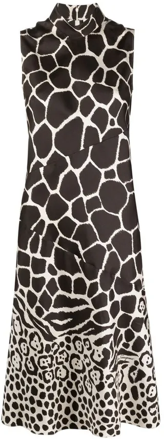 Animal-Print Mock-Neck Dress