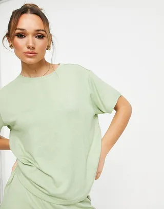ASOS DESIGN lounge mix & match super soft tee in sage