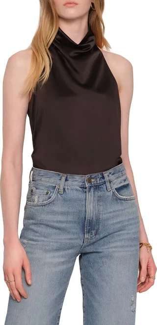 Olive Satin Halter Blouse