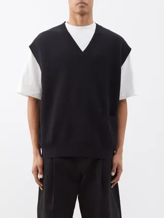 Foss Oversized Wool And Cotton-blend Sweater Vest