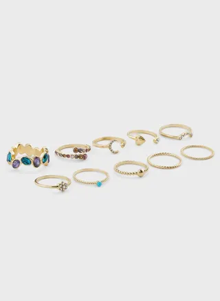 10 Pack Celestial Mix Ring Set