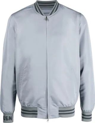 Logo-Print Silk Bomber Jacket