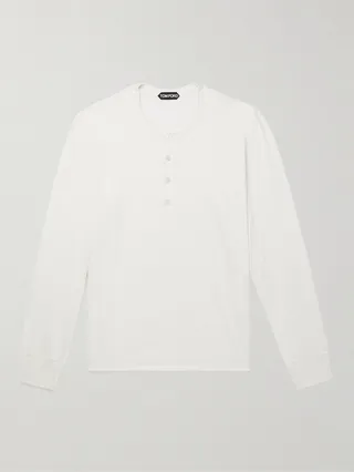 Silk and Cotton-Blend Jersey Henley T-Shirt