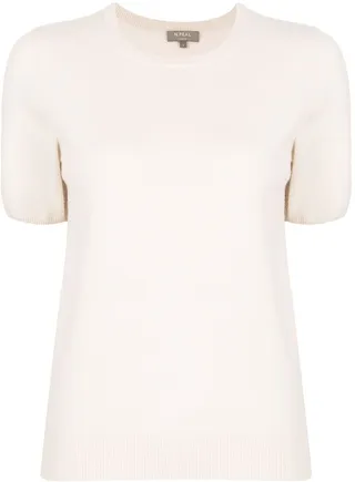Short-Sleeve Organic Cashmere Knitted Top