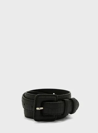 Square Buckle Croc Belt
