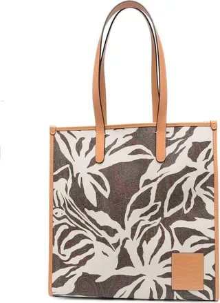 Grained-Texture Leather Tote Bag