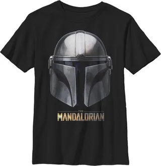 Boy's Star Wars The Mandalorian Iconic Helmet T-Shirt - Black - Medium