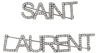 Saint Laurent Crystal Brooches in Metallic Silver