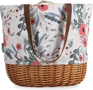 Coronado Floral Canvas & Willow Basket Tote