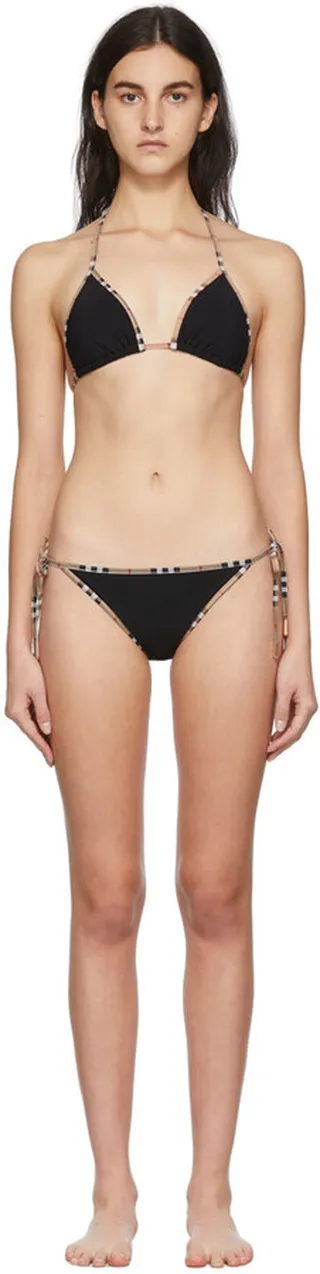 Burberry Black Vintage Check Detail Mata Triangle Bikini