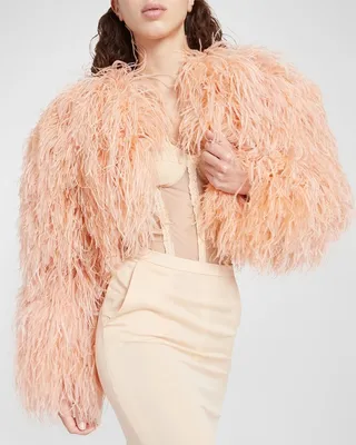 Ostrich Feather Crop Jacket