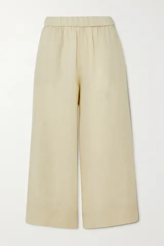 Max Mara - Leisure Edmond Cropped Linen Wide-leg Pants - Neutrals