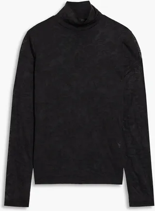 Valencia burnout-effect jersey turtleneck top