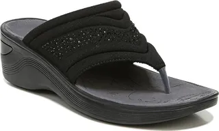 Dazzle Me Womens Embellished Wedge Thong Sandals