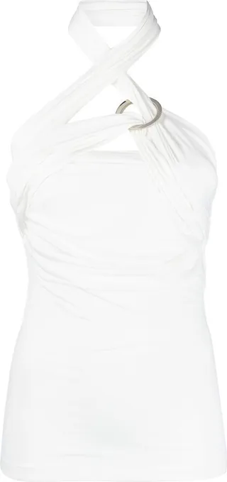 White Draped Halterneck Top