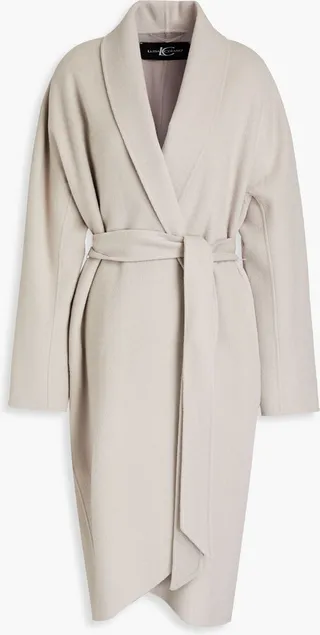 Double-breasted belted wool-blend felt coat