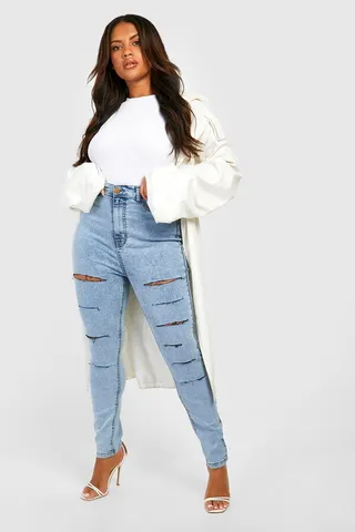 Plus Slash Rip Skinny Jeans