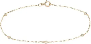 14K Yellow Gold & Diamond Chain Station Bracelet