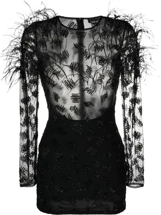 Feather-Detail Minidress