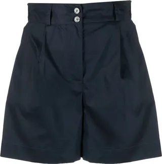Pleat-Detail High-Waisted Shorts