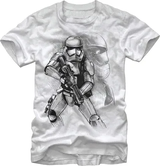 Men's Star Wars The Force Awakens First Order Stormtrooper Sketch T-Shirt - White - Small